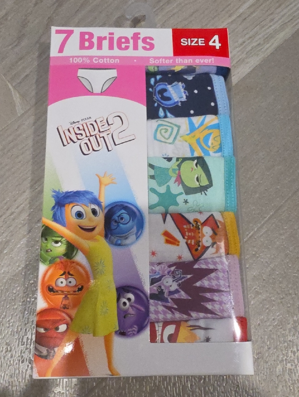Inside Out 7-Pack Girls Briefs Size 4 - Multi Color